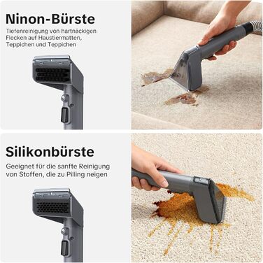 Lubluelu Пылесос для чищення мягкой мебели и ковров, 600 Вт - 18 кПа, портативный, с самоочисткой и длинным шлангом для ковров, диванов и салона автомобиля, серый