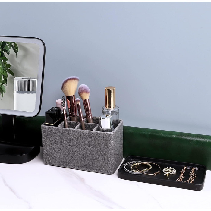 Органайзер для ванної кімнати ZCCZ: великий тримач для зубних щіток та чаша для косметики з гранітною текстурою