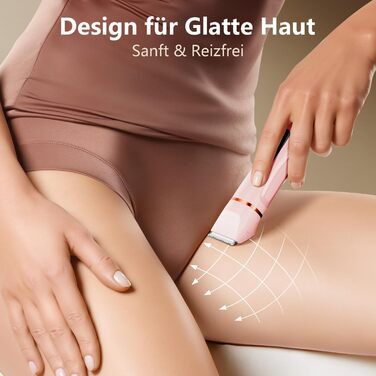 Електричний жіночий тример для бікіні та тіла 2-в-1, вологостійкий, рожевий