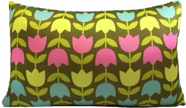 COVERBAGBCN - Relaxing Anti-Stress Square Pillow | Relief for Neck and Lower Back | Filling with Small, Comfortable Pellets | Soft Lycra Fabric | Machine Washable | 36x25cm (Tulips)