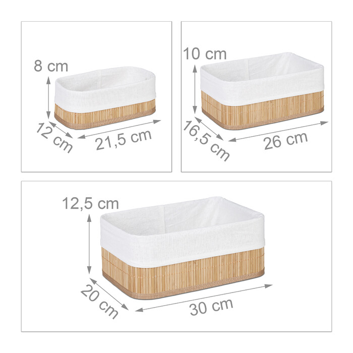 Relaxdays 3-Piece Bathroom Storage Basket Set