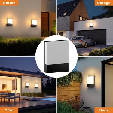 LED вулична бра IP65: сучасна алюмінієва вулична лампа для дому та саду, тепле світло, вологостійка, для дому, саду, на вулицю, на сходи, у коридор (1 шт.)