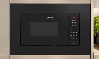 Вбудована мікрохвильова піч NEFF HLAWG26S3, 50 см, без гриля, автоматичні програми, Easy Clean, LED-дисплей, чорний колір