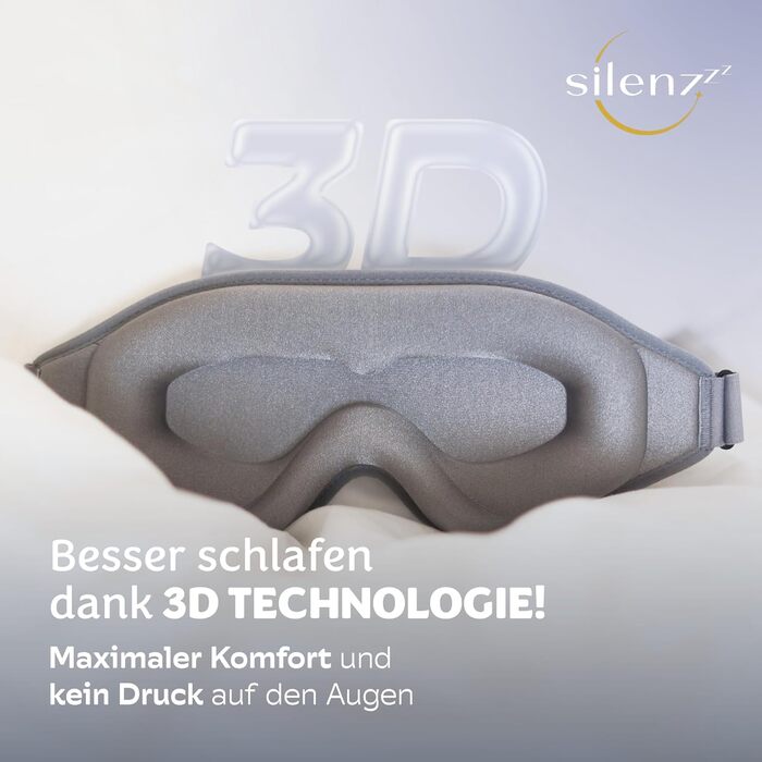 Преміум маска для сну - 3D маска для очей для жінок та чоловіків - зручна маска для сну з м'якою підкладкою для повної темряви - Sleep-Mask, маска для сну рожева, 1 шт. (упаковка з 1 шт.), Cloudy Grey