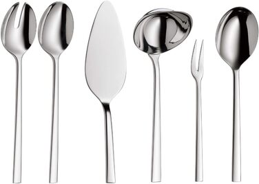 WMF Sonic 12-Person Cutlery Set, 66 Pieces, 60 Pieces with Serving Utensils, Hollow-Ground Knife, Cromargan protect polished, scratch-resistant, dishwasher-safe, 66-piece Single