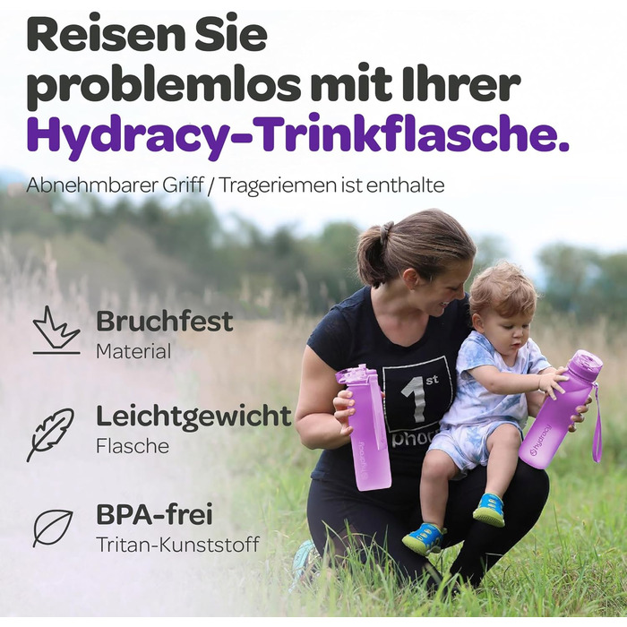 Пляшка для води Hydracy з фруктовою вставкою 500 мл, BPA-free, з міткою часу, спортивна, блакитна 