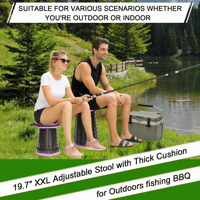 Складаний стілець Upgrade XXL з подушкою, 1000 фунтів, для дорослих, кемпінгу, подорожей (фіолетовий)