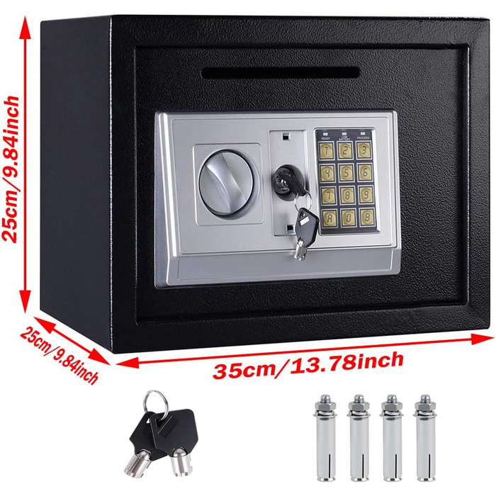 Електронний сейф Klein Tresor: водонепроникний, з цифровим замком та 2 ключами. Об'єм 4.6L, сірий. Підходить для зброї, боєприпасів, грошей, ювелірних виробів та документів.