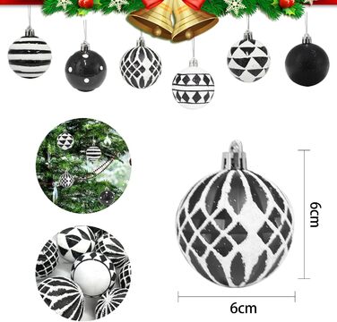 30 шт. прикрас на ялинку: блакитні та чорні ялинкові кулі, 6 см, ручної роботи, з петелькою для ялинки