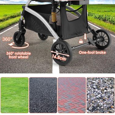 Візок для собак Mamizo 3-в-1: візок, переноска, сумка, до 20 кг, поворотні колеса, кошик, тримач для напоїв, для собак та котів (сріблястий, рожевий)