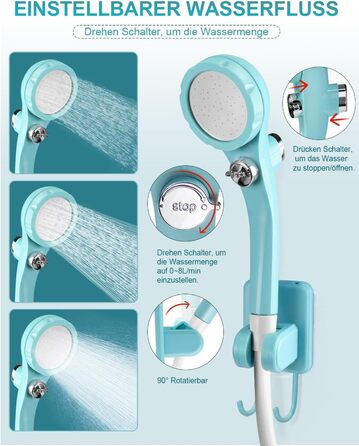 AUTOPkio Camping Shower with Battery, Upgraded Camping Shower 4500mAh Rechargeable Pump, IPX7 Waterproof for Camping, Outdoors, Hiking, Car Washing, Pets