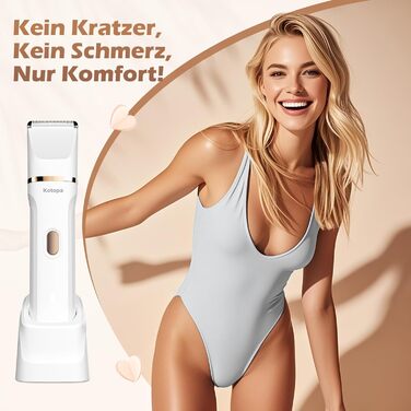 Електричний тример для інтимної зони для жінок 3-в-1, для бікіні, обличчя та тіла, бездротовий, водонепроникний, для чутливої шкіри (білий)