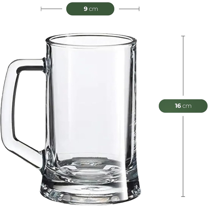 Pub Biersiedel 660 ml, Robust glass with handle, Dishwasher-safe, Classic pub design, Ideal for beer, shandy (beer mixed with lemonade), and chilled drinks, 12-piece set
