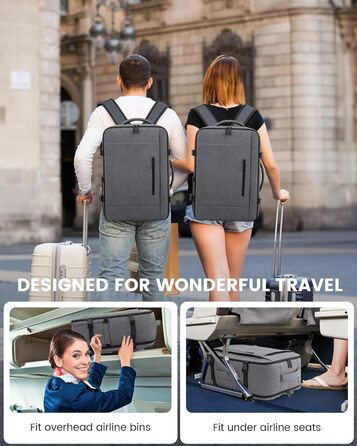 Рюкзак LOVEVOOK для ручної поклажі 45x36x20 см, 30L, сірий - для ноутбука 15.6