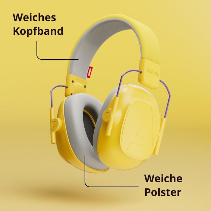 Дитячі навушники шумозахисні Alpine Muffy – комфортний захист вух для дітей до 16 років, жовті