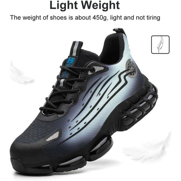 Зручні робочі черевики AIMAYEE з металевим підноском: легкі, дихаючі, з кевларовою вставкою (Сірий, 40 EU)