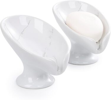 Підставка для мила самостійно спорожняється, з дренажем, для ванної кімнати, кераміка, мармур, порцеляна, декоративна, без присосок ANTIS'S HOME, 1 шт. - Мармур (2 шт.)