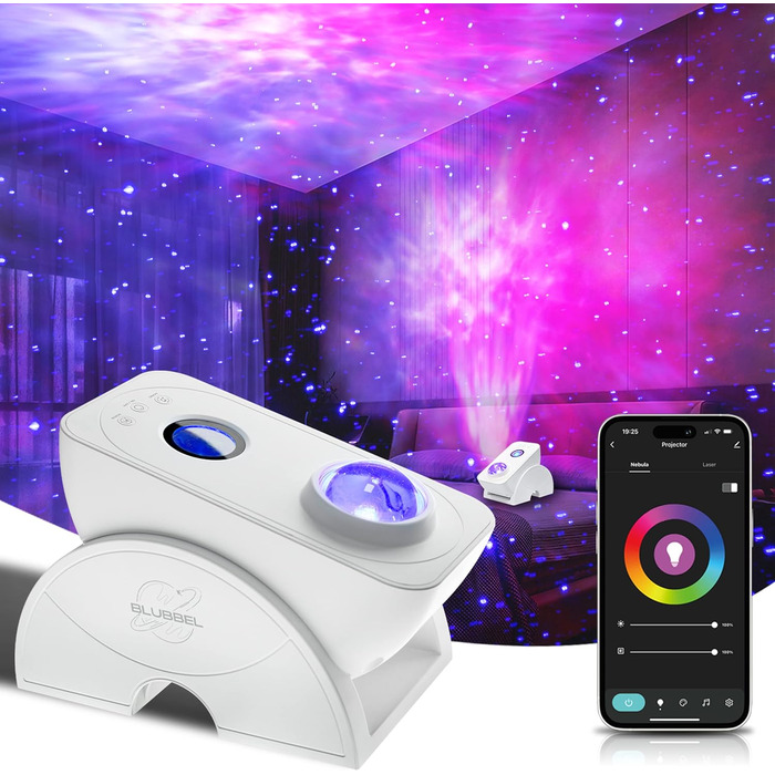 Blubbel LED Star Sky Projector, Wi-Fi Star Projector, 3D Galaxy Lamp Night Light, App/Voice Control, Star Projector, Star Light Galaxy, Alexa/Google Compatible, Baby, Kids, Bedroom