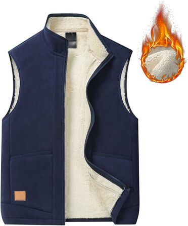 Чоловіча флісова жилетка та бодівармер, тепла жилетка, зимова терможилетка, флісова жилетка, бодівармер з блискавкою, смарт-жилетка, безрукавна куртка (XL, Синій)