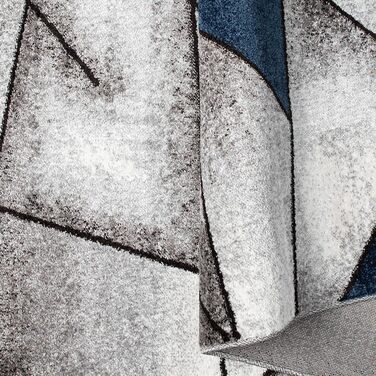 Теппих oKu-Tex для вітальні [80x150 см] з м'яким коротким ворсом - кольоровий килим для вітальні - сучасний геометричний дизайн хвилястим малюнком - німецька якість (Блакитний, 200 x 290 см (Прямокутний))