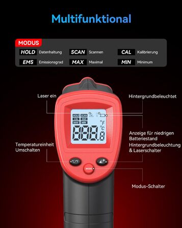 Інфрачервоний термометр Wintact -50℃ - 590℃, цифровий, безконтактний, для кухні та піци, WT320
