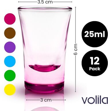Набір келихів для шотів Volila 12 шт, 6cl, міцне скло для горілки, текіли, коктейлів, для вечірок, можна мити в посудомийній машині
