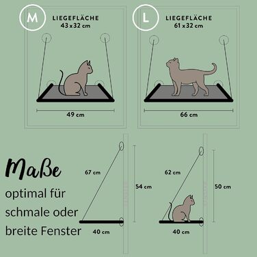 Ліжко-вікно для котів Riijk до 23 кг, чорне (M), 49 x 40 см