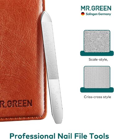 Преміум набір кусачок для нігтів MR.GREEN зі шкіряним чохлом — 3-предметний сталевий набір для манікюру та педикюру для чоловіків та жінок, компактний органайзер (Класичний коричневий)