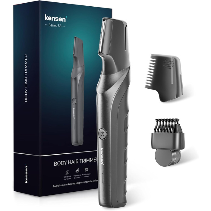 Триммер для тіла Kensen V-подібний чоловічий для гоління інтимної зони. Вологостійкий тілотриммер з насадками для ніг, грудей, пахв та зони бікіні.