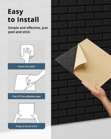 Акустичні панелі Kuchoow самоклеючі звукопоглинаючі плити 30x30x0,9 см, чорні (12 шт) для студії, офісу та звукоізоляції стін