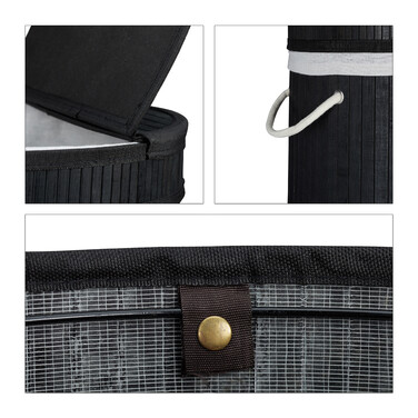 Relaxdays Laundry Basket Bamboo with Folding Lid
