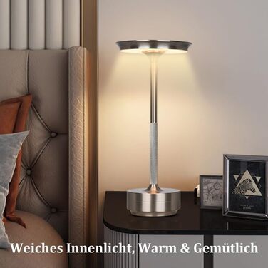 Бездротова LED лампа Rosnek: регульоване освітлення, 3 колірні температури, USB-C, срібло