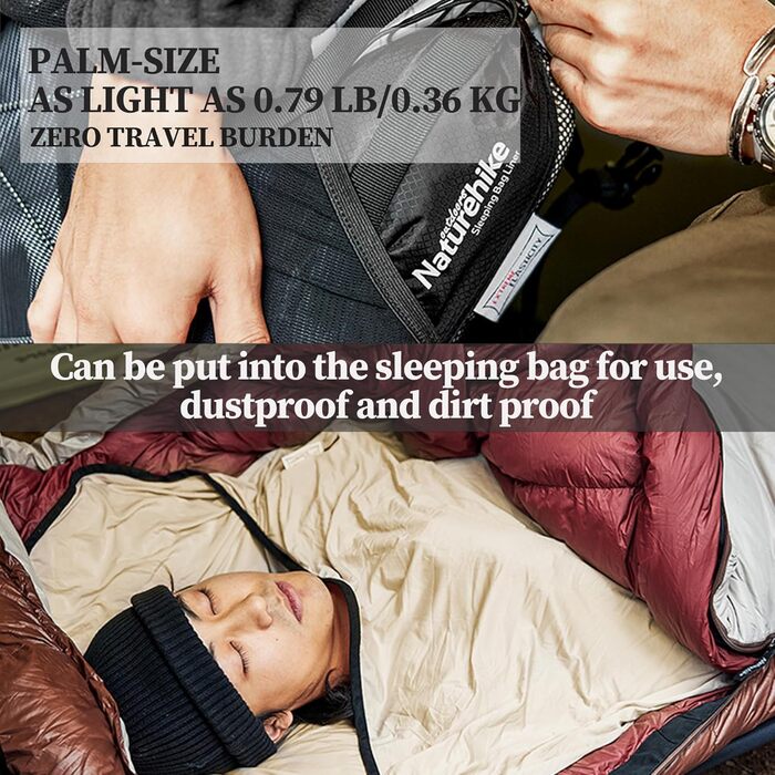 Naturehike Single Sleeping Bag, High Elasticity, Tear-Resistant, Breathable, Cool, Silky, Adult Sleeping Bag, Lightweight, Zipperless, Machine Washable, for Camping, Hotel, and Travel