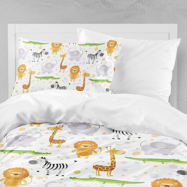 Дитяча постільна білизна DJDEA 100x135 - Комплект з динозаврами для хлопчиків, м'яка мікрофібра з блискавкою, 2 частини, для немовлят 100x135 см з наволочкою 40x60 (100x135 см + 40x60 см, З тваринами)