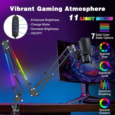Тримач для мікрофона з RGB підсвіткою: регульований кріплення на стіл для TikTok Live-Streaming та співу