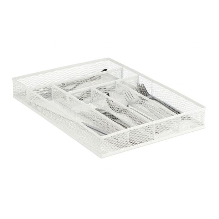 Relaxdays Cutlery Box with 6 Compartments, Metal