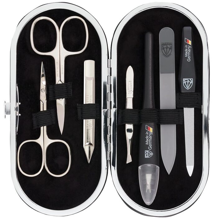 Набір манікюру DREI SCHWERTER 'Vittoria' 7 предметів - німецька якість | Манікюрний набір у футлярі з екошкіри (винний)