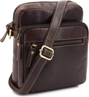 Чоловіча сумка через плече JOREY з натуральної шкіри - для бізнесу, роботи, подорожей (темно-коричнева)