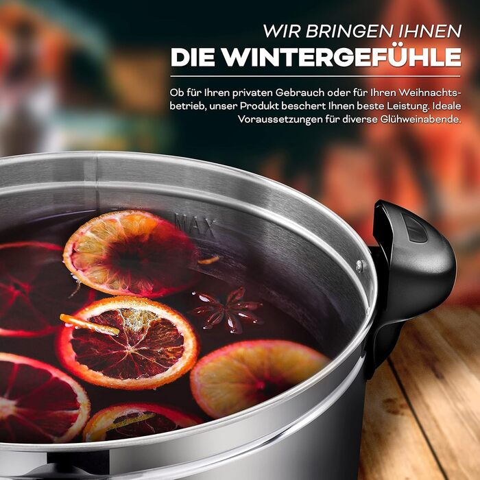 Glow Wine Cooker 6.8L / 1500W Canning Machine made of Stainless Steel, Glow Wine Kettle, Glow Wine Machine, Hot Beverage Machine, Hot Water Dispenser