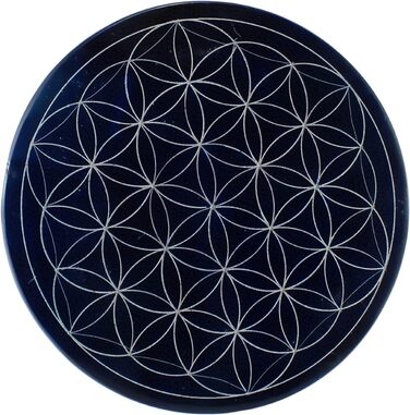 Speckstein coaster set with Flower of Life design • 7 colors • Chakra colors • Ø 10 cm • Handmade • Engraved • Round • Spiritual wall decoration & table decor • 7 pieces