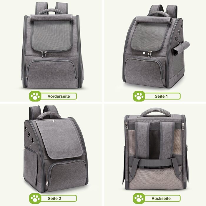 Рюкзак для котів та собак ALLSOPETS, складаний, дихаючий, з сонцезахистом. Ідеально для подорожей, кемпінгу та походів (Графітовий)