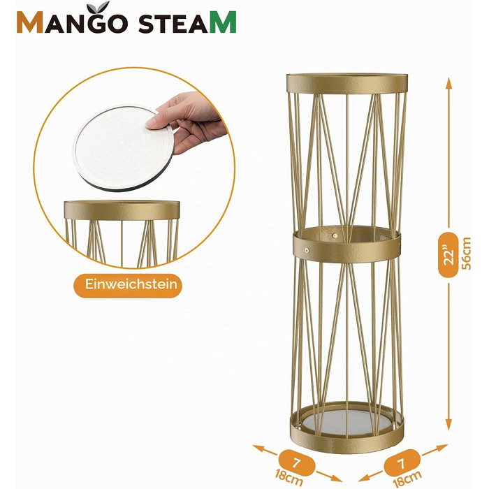 Тримач для парасольок Mango Steam Pluvian™ Soakstone™ (високий, золотий), багаторазовий