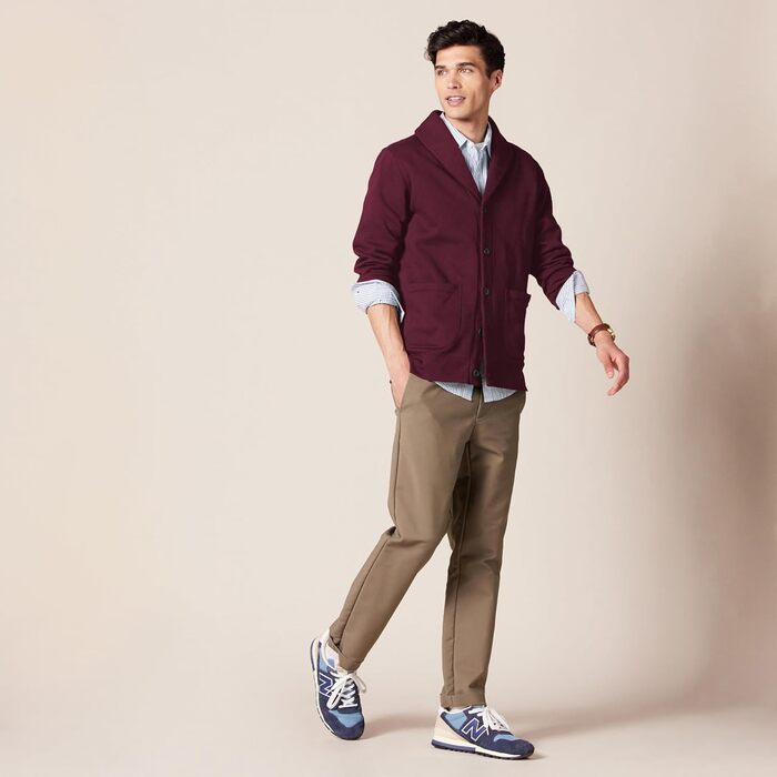 Чоловіча в'язана кофта Amazon Essentias з капюшоном та коміром-шарфом (XXL, Бордовий)