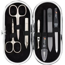 Набір манікюру DREI SCHWERTER 'Vittoria' 7 предметів - німецька якість | Манікюрний набір у футлярі з екошкіри (винний)