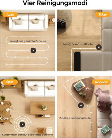 Робот-пилосос з функцією миття 5000Pa, 3-в-1 з часом роботи 180 хв, для тварин, з керуванням через додаток, чорний