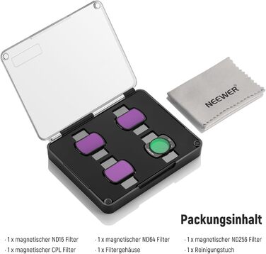 Набір фільтрів NEEWER ND/CPL для DJI Osmo Pocket 3: 4 шт. (ND16, ND64, ND256, поляризаційний)