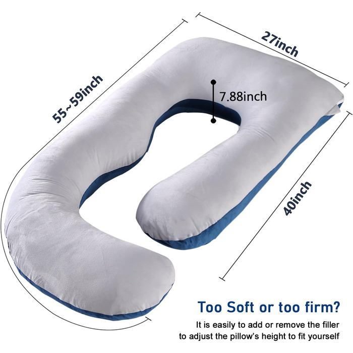 Подушка для вагітних Cauzyart 140 см U-подібної форми, повного тіла, для спини, стегон, ніг, живота. Знімний, пральний велюровий чохол.