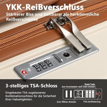 Набір валіз Joyway 5шт з жорстким корпусом, 4 колеса та TSA-замок. В комплекті: косметичка та сумка. Колір: білий/коричневий