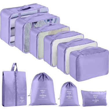 Органайзер для валізи, набір 10 шт. Packing Cubes, аксесуари для подорожей, косметичка, набір для валізи (фіолетовий)