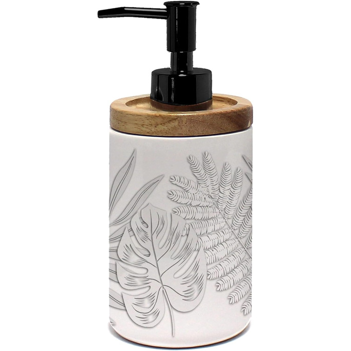 Дозатор для мила Douceur d'intérieur, керамічний з бамбуком, розмір 7,5 x 17 см, колір бурштиновий